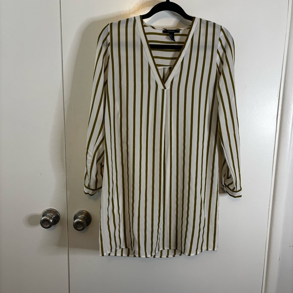 Forever 21 Green and White Striped Dress - Picture 3 of 11